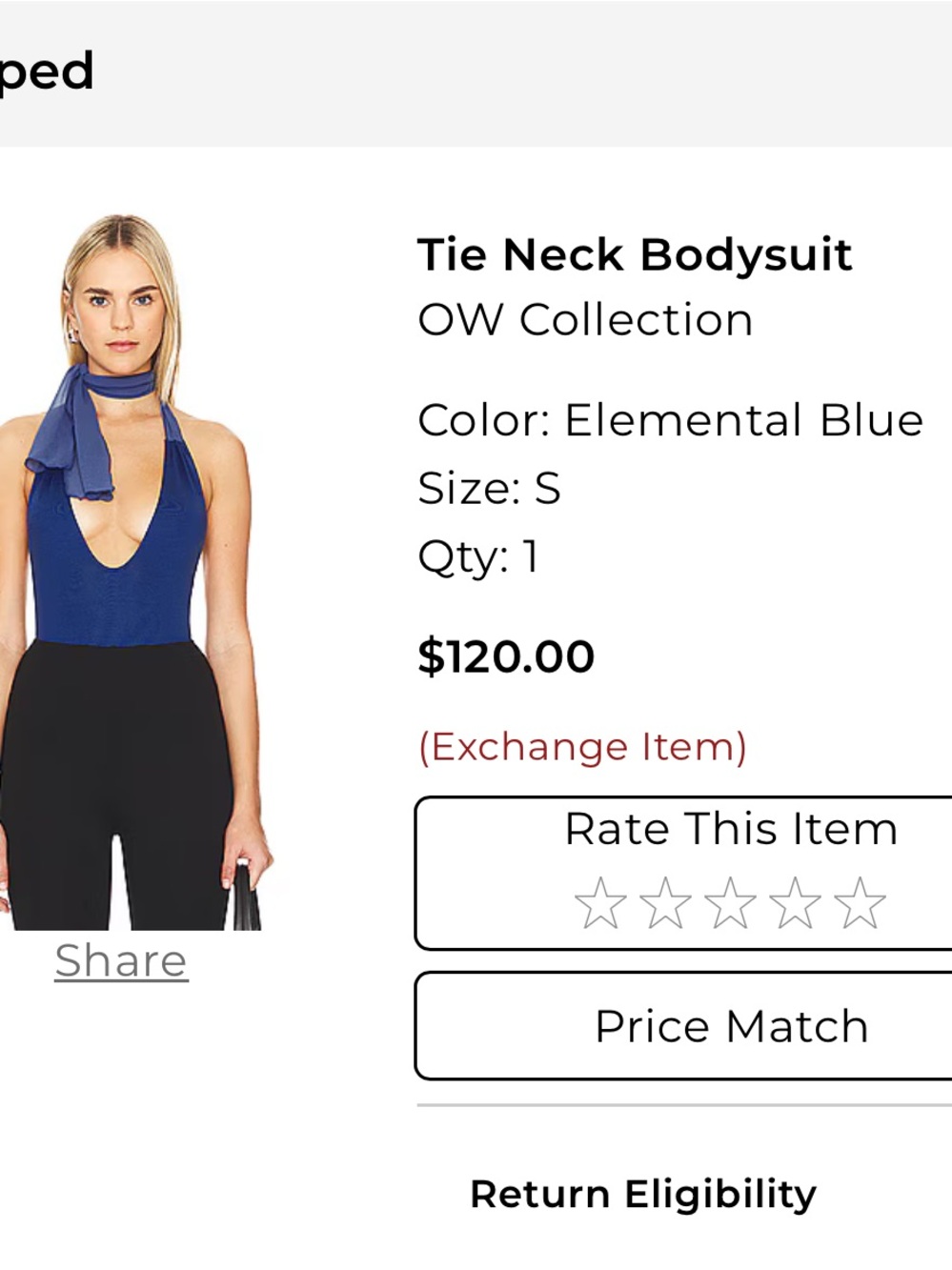 OW Collection Elemental Blue Tie-Neck Bodysuit